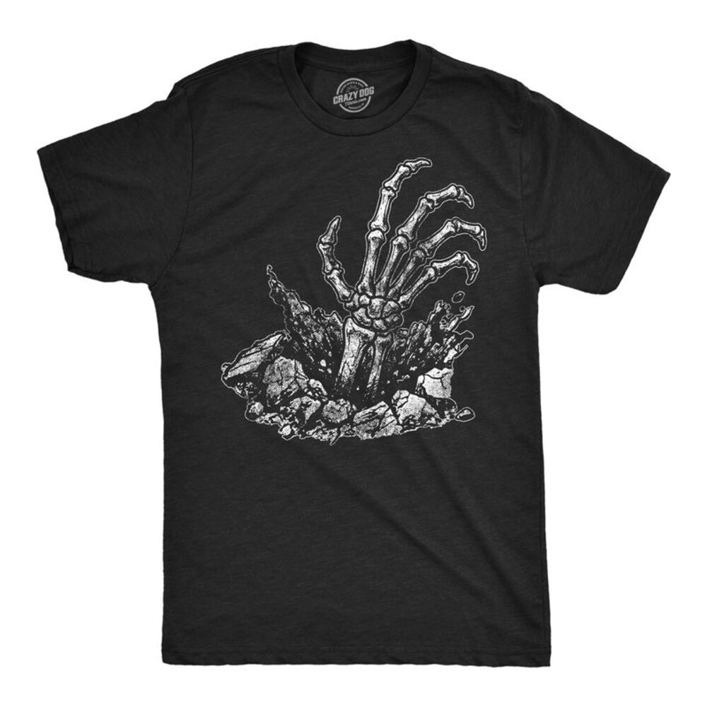 Mens Funny T Shirts Skeleton Hand Ground Halloween Tee For Men